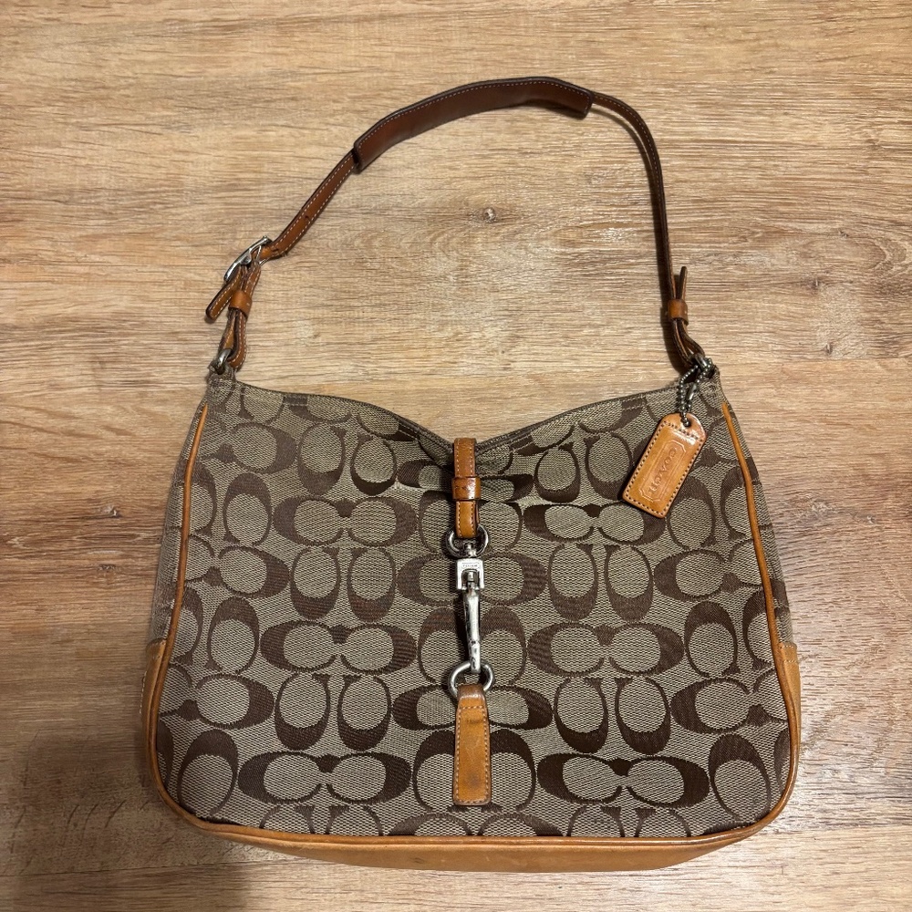 Coach Vintage Y2K Signature Hamptons Hobo Bag Brown C Monogram
